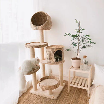 Catry 160cm Rattan Cat Tree-Cat Toys-PawPawDear