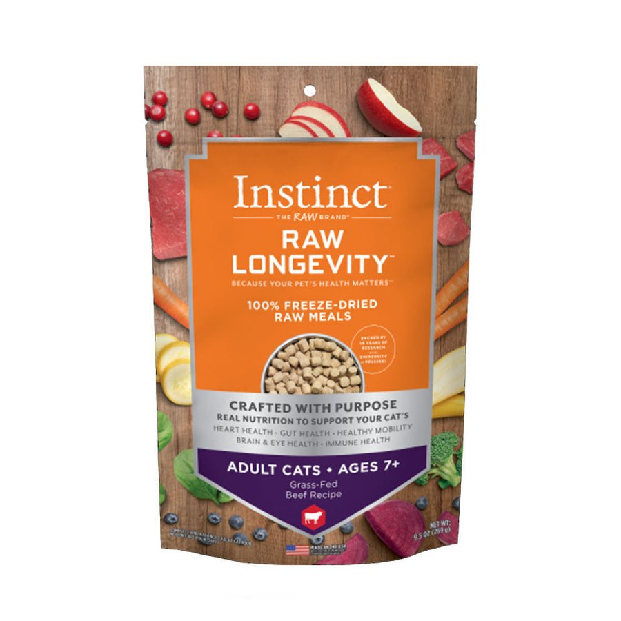 【INSTINCT - CAT】Raw Longevity 100% Freeze-Dried Raw Meals Grass-Fed Beef Recipe for Adults 7+