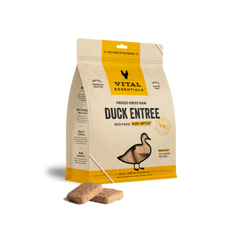 【VITAL ESSENTIALS VE】Dog Freeze-Dried Raw - Duck Dinner Mini Patties 14 oz