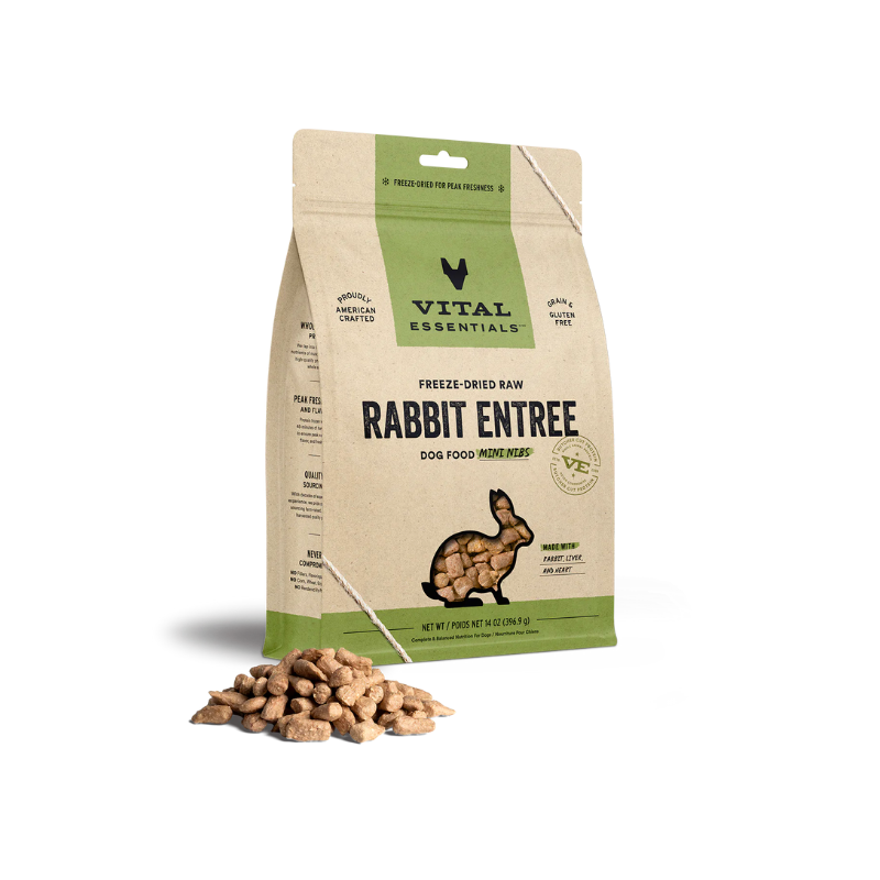 【VITAL ESSENTIALS VE】Dog Freeze-Dried Raw - Rabbit Dinner Mini Nibs 14 oz